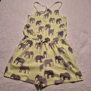 Tea Collection girls size 16 lime with brown elephant romper NEW